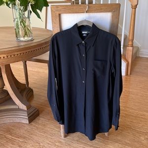 DKNY Black, 100% silk classic button down shirt.